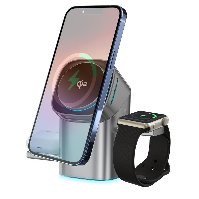 RESSONIC 3-in-1 Wireless Charger, Qi2 15W Fast Charge for iPhone Watch AirPods